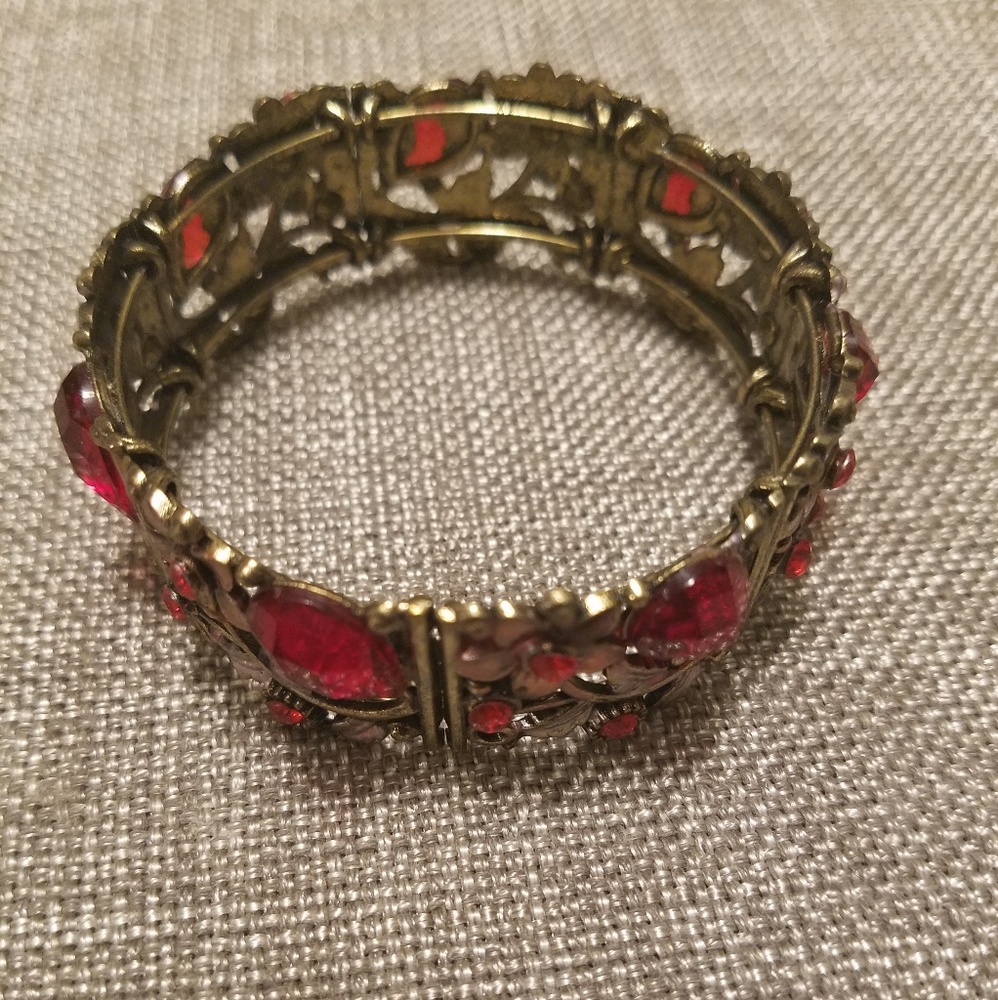 Boho Red Stone Adjustable Bracelet - image 2